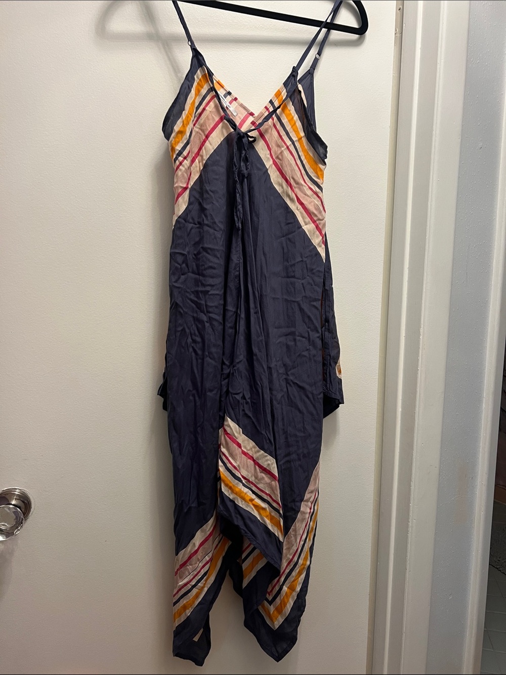 Navy Striped O’Neill Handkerchief-Hem Slip Dress